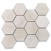 Moleanos Beige Golden Beach Limestone 4 inch Hexagon Mosaic Tile Honed