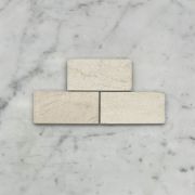 (Sample) Moleanos Beige Golden Beach Limestone 2x4 Grand Brick Subway Mosaic Tile Honed