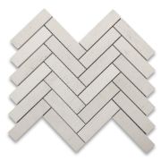 Moleanos Beige Golden Beach Limestone 1x4 Herringbone Mosaic Tile Honed