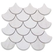 Moleanos Beige Grand Fish Scale Fan Shaped Mosaic Tile Honed