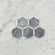 Bardiglio Gray Marble 2 inch Hexagon w/ Thassos White Strips Honed