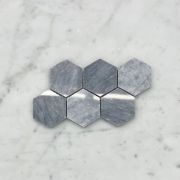 (Sample) Bardiglio Gray Marble 2 inch Hexagon Mosaic Tile Polished