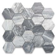 Bardiglio Gray 3 inch Hexagon Mosaic Tile Honed