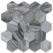 Bardiglio Gray 3 inch Hexagon Mosaic Tile Polished