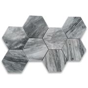 Bardiglio Gray Marble 5 inch Hexagon Mosaic Tile Polished