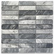 Bardiglio Gray Marble 1x4 Stacked Rectangular Mosaic Tile Honed