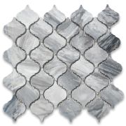 Bardiglio Gray Marble Arabesque Baroque Medium Lantern Mosaic Tile Honed