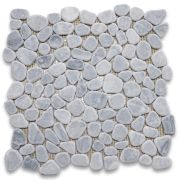 Bardiglio Gray River Rocks Pebble Stone Mosaic Tile Tumbled