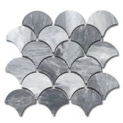 Bardiglio Gray Grand Fish Scale Fan Shape Mosaic Tile Polished