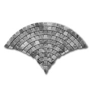 Bardiglio Gray Marble Fish Scale Scallop Fan Pattern Mini Mosaic Tile Honed