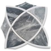 Bardiglio Gray Marble Celtic Waterjet Mosaic Tile w/ Thassos White Ribbons Polished