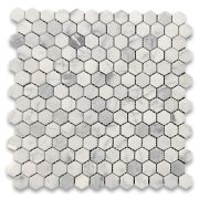 Statuary White Marble 1 inch Hexagon Mosaic Tile Honed