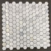 Statuary White Marble 1 inch Hexagon Mosaic Tile Polished