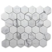Statuary White Marble 2 inch Hexagon Mosaic Tile Polished