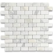 Statuary White Marble 1x2 Medium Brick Mosaic Tile Honed