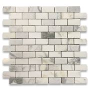 Statuary White Marble 1x2 Medium Brick Mosaic Tile Polished