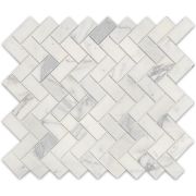 Statuary White Marble 1x2 Herringbone Mosaic Tile Honed