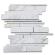 Statuary White Marble Random Strip Modern Brick Mosaic Tile Honed