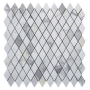 Statuary White Marble 1x1-7/8 Rhomboid Diamond Mosaic Tile Honed