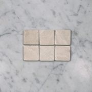 (Sample) Crema Marfil Marble 2x2 Square Mosaic Tile Tumbled