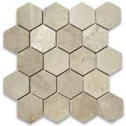 Crema Marfil 3 inch Hexagon Mosaic Tile Polished