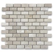 Crema Marfil Marble 1x2 Medium Brick Mosaic Tile Tumbled
