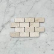 (Sample) Crema Marfil Marble 1x2 Medium Brick Mosaic Tile Tumbled