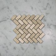 (Sample) Crema Marfil Marble 5/8x1-1/4 Herringbone Mosaic Tile Polished