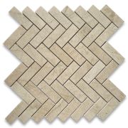 Crema Marfil Marble 1x3 Herringbone Mosaic Tile Polished