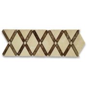 Crema Marfil Lattice Diamond Mosaic Border Listello Tile Polished