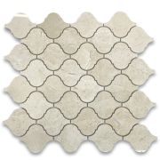 Crema Marfil Medium Lantern Shaped Arabesque Baroque Mosaic Tile Polished