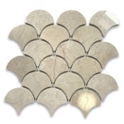 Crema Marfil Grand Fish Scale Fan Shape Mosaic Tile Polished