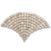 Crema Marfil Marble Fish Scale Scallop Fan Pattern Mini Mosaic Tile Polished