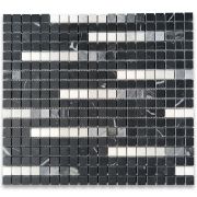 Nero Marquina Black Marble 5/8x5/8 Square Meteor Shower Mosaic Tile Honed
