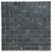 Nero Marquina Black Marble 1x1 Square Mosaic Tile Honed