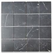 Nero Marquina Black Marble 3x3 Square Mosaic Tile Honed