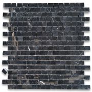 Nero Marquina Black Marble 3/4x3/4 Hand Clipped Random Broken Mosaic Tile Polished