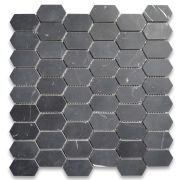 Nero Marquina Black Marble 1x2 Hive Picket Constellation Long Hexagon Mosaic Tile Honed