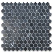 Nero Marquina 1 inch Hexagon Mosaic Tile Polished