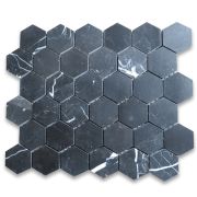 Nero Marquina 2 inch Hexagon Mosaic Tile Polished