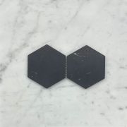 Nero Marquina Black Marble 4 inch Hexagon Mosaic Tile Honed