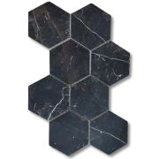 Nero Marquina Black Marble 5 inch Hexagon Mosaic Tile Polished