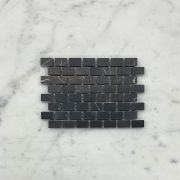 (Sample) Nero Marquina Black Marble 5/8x3/4 Mini Brick Mosaic Tile Honed