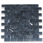 Nero Marquina 1x2 Medium Brick Mosaic Tile Polished