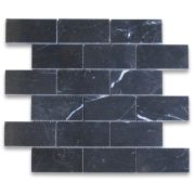 Nero Marquina 2x4 Grand Brick Subway Mosaic Tile Polished