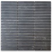 Nero Marquina Black Marble 5/8x4 Rectangular Stacked Mosaic Tile Honed
