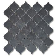 Nero Marquina Black Marble Medium Arabesque Baroque Lantern Mosaic Tile Honed