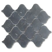 Nero Marquina Black Marble Grand Arabesque Baroque Lantern Mosaic Tile Honed