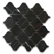 Nero Marquina Marble Grand Lantern Shape Arabesque Baroque Mosaic Tile Polished