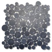 Nero Marquina Black Marble Bubble Round Paramount Mosaic Tile Honed